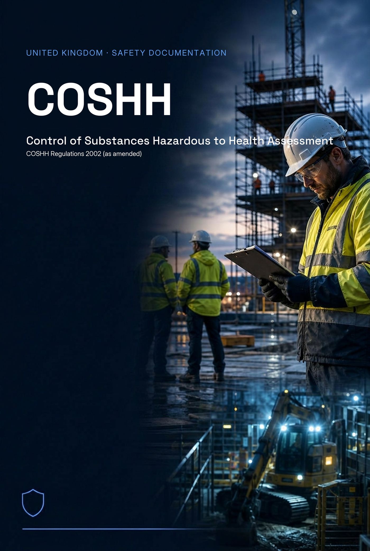 Example COSHH Assessment front cover produced by Riskora
